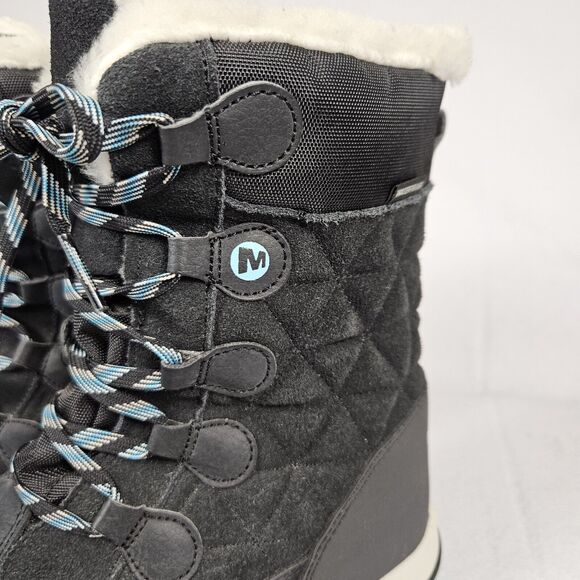 Merrell Heidi Waterproof Suede Sherpa Womens Snow Boot Winter Black 5 Size 36 - Picture 6 of 16